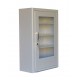 Wall-mounted metal first aid cabinet with acrylic door panel and lock with 2 keys.