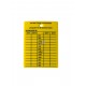Étiquette d’inspection mensuelle en plastique jaune pour extincteurs portatifs, en français, couvrant 4 ans.