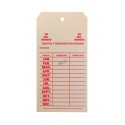 Cardstock monthly inspection tag, for fire extinguishers, labelling in English, covering 1 year.