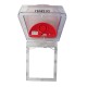 Clear water-resistant polycarbonate cover for manual fire alarm pull station.