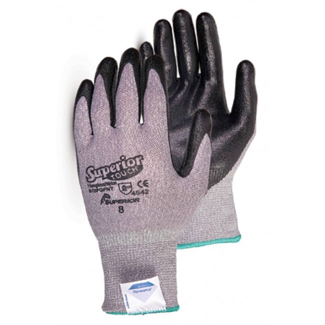 Superior Touc® cut-resistant ASTM/ANSI level A5 knit gloves with Dyneema composite fiber and foam nitrile coating