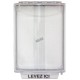 Universal Stopper® clear polycarbonate cover without a horn, but with French labelling for flush mounted manual pull stations