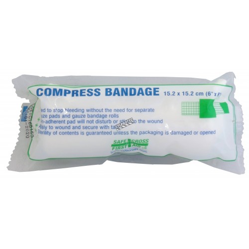 Sterile compress bandage, 6 x 6 in, sold individually.