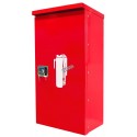 Surface-mounted outdoors steel fire cabinet for 30 lbs extinguishers.