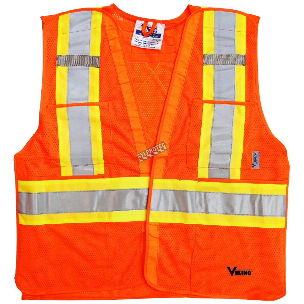 Hi-viz orange safety vest, 4 sizes, CSA Z96-15 class 2 lvl 2.