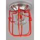 Protecteur économique pour tête de gicleur d'incendie, en métal à émail rouge.