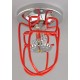 Protecteur économique pour tête de gicleur d'incendie, en métal à émail rouge.