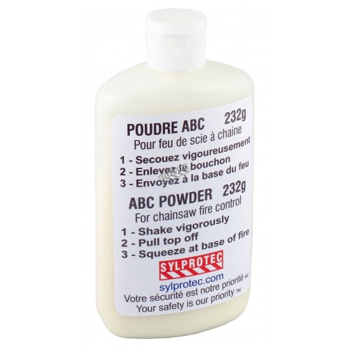 Bottle of ABC-type powder for small fires, pocket sized. Ideal for forest workers.