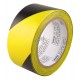 Striped adhesive warning tape, black and yellow 2 in X 48 ft, (50 mm x 16 m). 