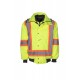 High-visibility 6-in-1 winter coat, fluorescent yellow with retroreflective stripes, CSA Z96-15 Class 2 Level 2.