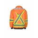 High-visibility 6-in-1 winter coat, fluorescent orange with retroreflective stripes, CSA Z96-15 Class 2 Level 2.