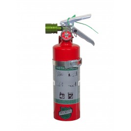 Portable fire extinguisher with Halotron I, 2.5 lbs, class BC, ULC 2B:C, with vehicle hook.