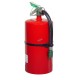 Portable fire extinguisher with Halotron I, 15.5 lbs, class ABC, ULC 2-A:10B:C, with wall hook.