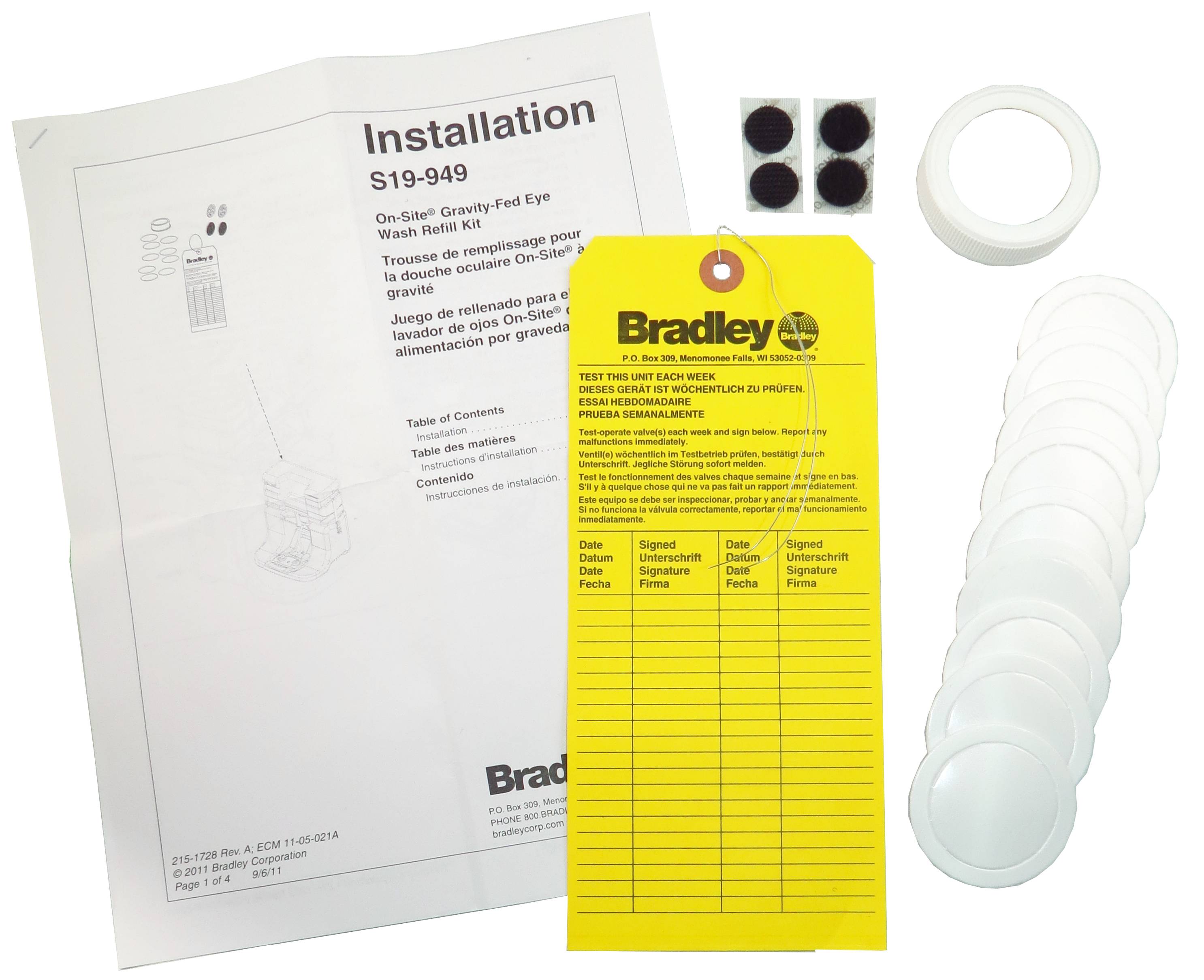 Pédale pour douches oculaires ou faciales Bradley à piédestal.
