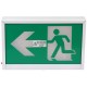 Enseigne avec pictogramme vert «personne qui court» pour sortie de secours, avec DEL, boîtier en métal, batterie incluse