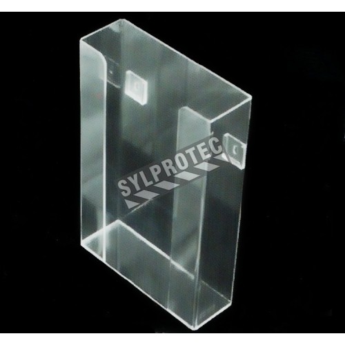 Clear acrylic glove box holder without bins for up to 3 glove boxes, for wall mounting or table mounting.