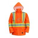 Viking Hi-Viz orange Open Road 150D polyester raincoat with silver stripes, Class 2 Level 2 sizes S to 5XL
