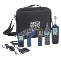 Combo home inspection kit with 5 digital instruments, 2 accessory probes and carrying case.