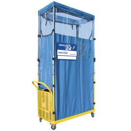 HEPA ZONE 24 containment unit with battery-powered negative pressure air scrubber, for asbestos abatement.