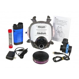 3M complete Powerflow face-mounted powered air purifying respirator assembly. Ideal for abatement and decontamination. Medium.