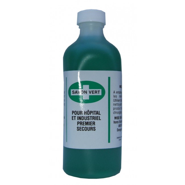 Green liquid disinfectant soap, 500 ml.