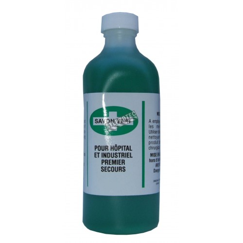 Savon liquide vert désinfectant, 500 ml.