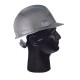 Safety hard hat with carbon fiber pattern decal, type 1 class E, 4-point suspension. Sold individually.