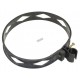 Heavy-duty black plastic extinguisher strap with hose clip, for Amerex Class D fire extinguishers.