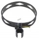 Heavy-duty black plastic extinguisher strap with hose clip, for 10 lbs & 15 lbs carbon dioxide (CO2) fire extinguishers.
