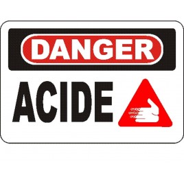 Affiche OSHA «Danger Acide» de langue française: langues, options, formats & matériaux variés