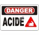 Affiche OSHA «Danger Acide» de langue française: langues, options, formats & matériaux variés