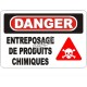 French OSHA “Danger Chemical Storage Area” sign in various sizes, materials, languages & optional features