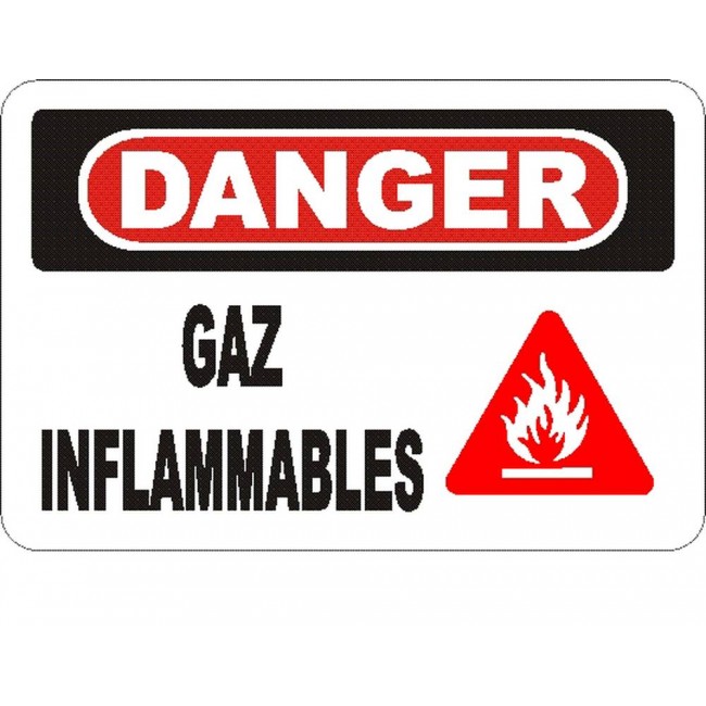 French OSHA “Danger Flammable Gas” sign in various sizes, materials, languages & optional features