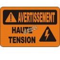 French OSHA “Warning High Voltage” sign in various sizes, materials, languages & optional features
