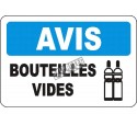 Affiche OSHA «Avis Bouteilles vides» en français: langues, options, formats & matériaux variés