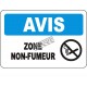 French OSHA “Notice Smoke Free Area” sign in various sizes, materials, languages & optional features