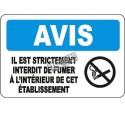 French OSHA “Notice Positively No Smoking Allowed On These Premises” sign in various sizes, materials, languages & options
