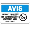 French OSHA “Notice No Smoking All Offenders Will Be Prosecuted” sign in various sizes, materials, languages & optional features