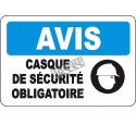 French OSHA “Notice Safety Helmet Mandatory” sign in various sizes, materials, languages & optional features