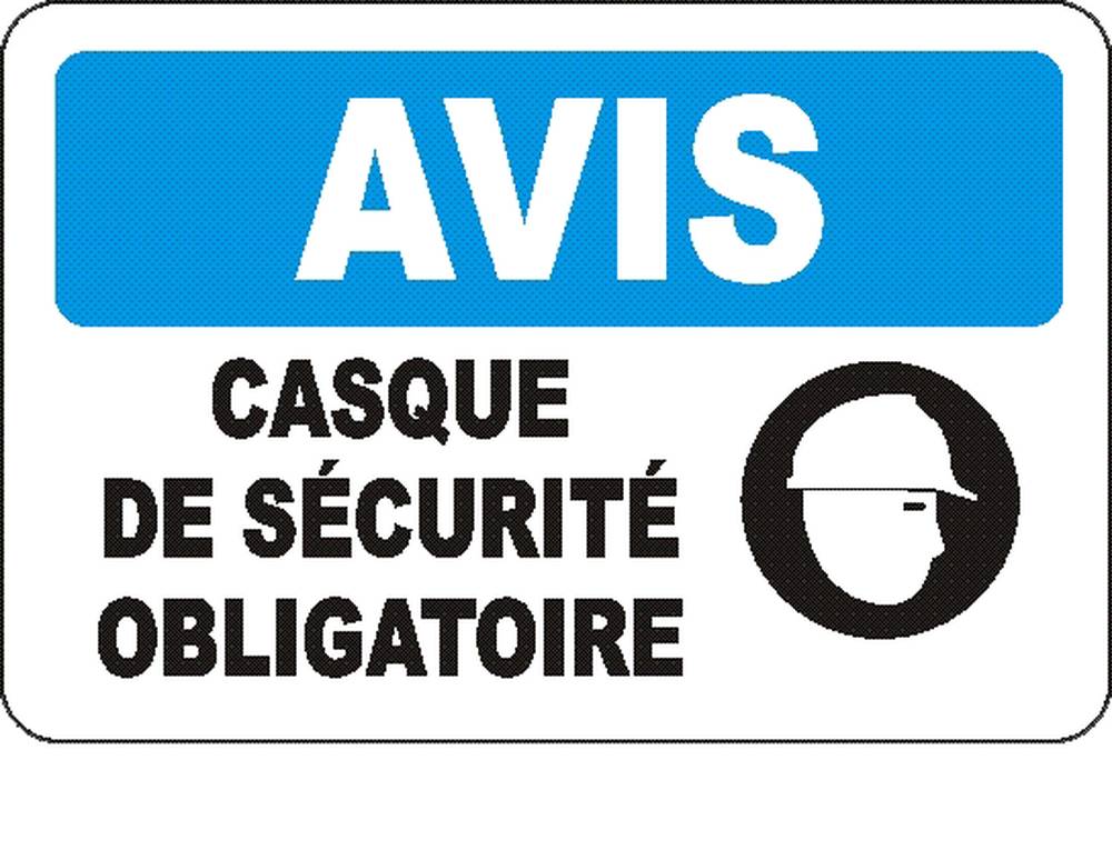 Affiche de sécurité: AVIS Port du casque de sécurité obligatoire