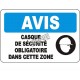 Affiche OSHA «Avis Casque de sécurité obligatoire dans cette zone» en français: langues, options, formats & matériaux variés