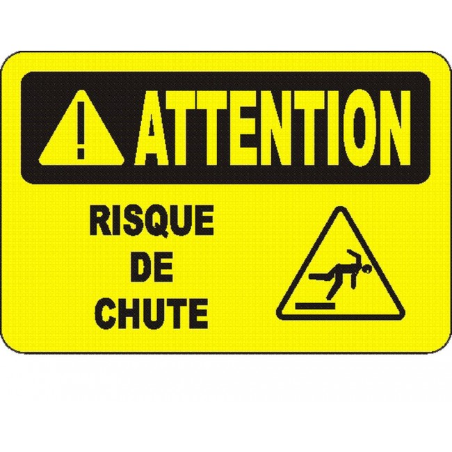 French OSHA “Caution Fall Hazard” sign with options