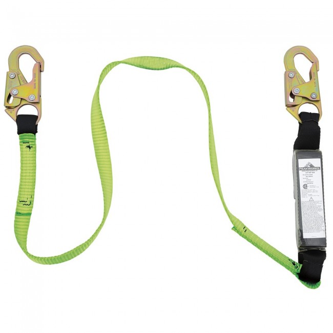 Peakworks polyester web lanyard with an energy absorber and 2 standard carabiners, 110-220 lb