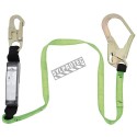 Peakworks polyester web lanyard with a Shock pack energy absorber and a rebar hook, 100-254 lb