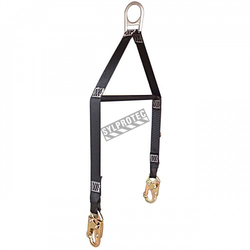 North Safety lifting yoke & spreader bar for work in confined spaces. Polyester webbing, carabiners & D-Ring of steel alloys.