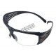 3M SF601 SecureFit protective eyewear with anti-fog treated clear polycarbonate lenses with grey temples w/ red accents