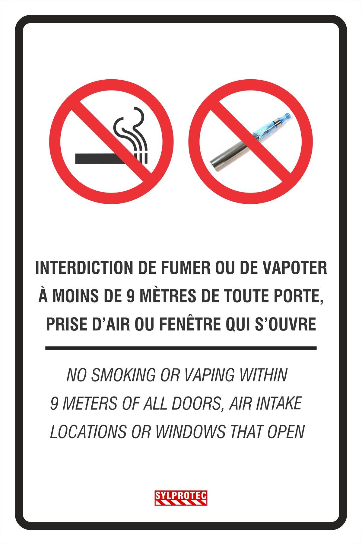 10 NO SMOKING NO vapotage Autocollants affichage deux côtés Signe Rouge Blanc Noir 70 mm