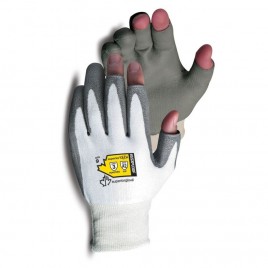 Open-finger glove with Dyneema® cut level A2, polyurethane palm-coated. Sold in pairs.
