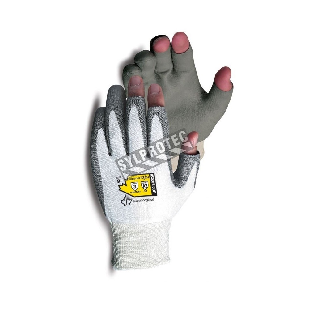 Open-finger glove with Dyneema® cut level A2, polyurethane palm-coated.  Sold in pairs.