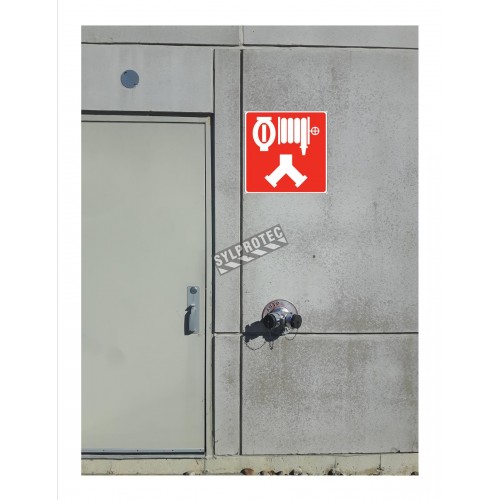 Affiche d&#039;incendie en aluminium pour raccord-pompier double (siamois), gicleurs automatiques &amp; colonne humide ou sèche